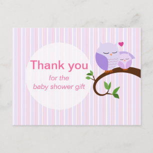 Carte Postale Baby shower Violet Merci