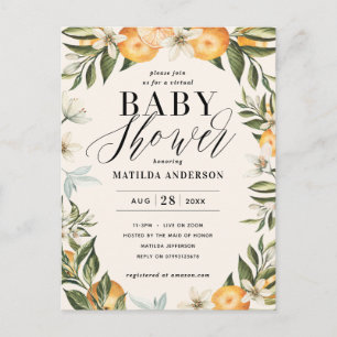 Carte Postale Baby shower virtuel en fleur d'oranger agrumes