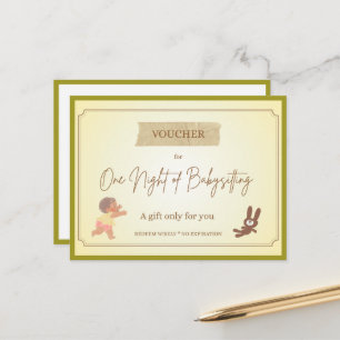 Carte Postale 'Baby-sitting' Bon de Cadeau Drôle
