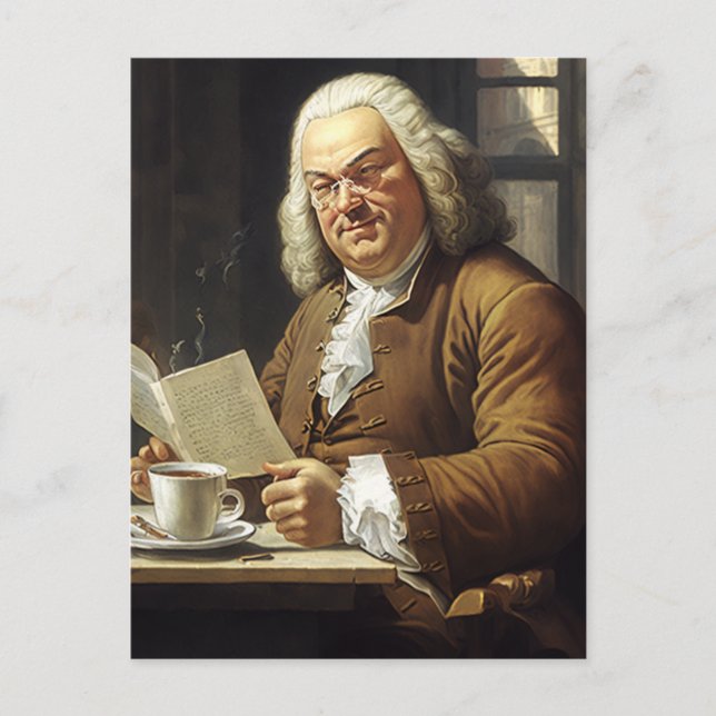 Carte Postale Bach aime le café (Devant)