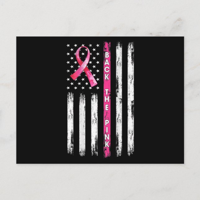 Carte Postale Back The Pink Ribbon American Flag Breast Cancer A (Devant)