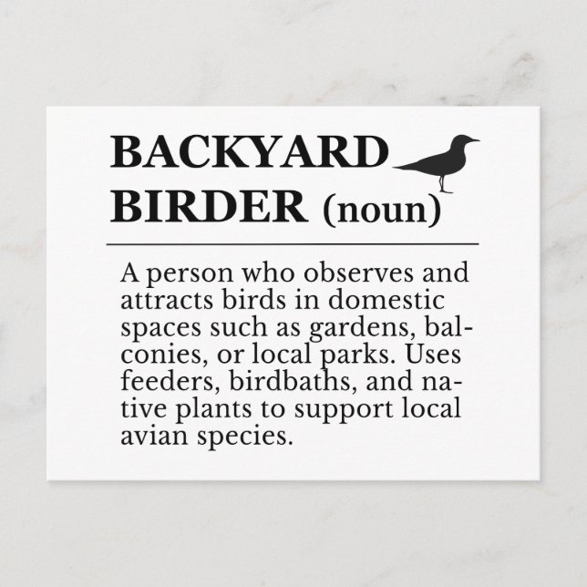 Carte Postale Backyard Birder Definition - Garden Birdwatching (Devant)