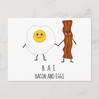 Carte Postale Bacon & Oeufs BAE Cute Kawaii Valentines