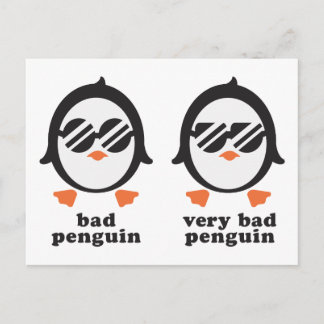 Carte Postale bad penguin - pingouin
