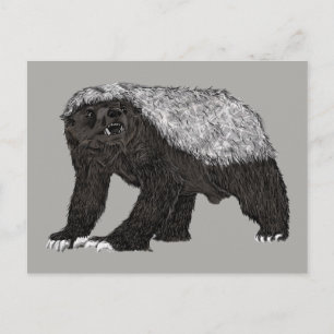 Carte Postale Badass Honey Badger Attitude sans peur Art animal