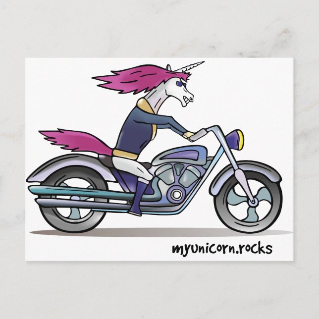 Carte Postale Badass licorne sur moto - Knallhartes Einhorn (Devant)