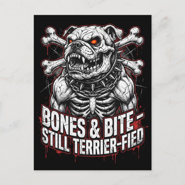 Carte Postale Badass Skeleton Bulldog Gothic (Devant)