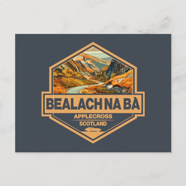 Carte Postale Badge d'art de voyage Bealach na Bà Scotland Trave (Devant)
