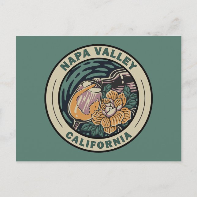 Carte Postale Badge d'Art Voyage Napa Valley California (Devant)