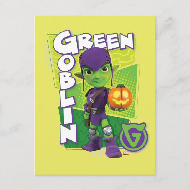 Carte Postale Badge de caractère vert Goblin (Devant)