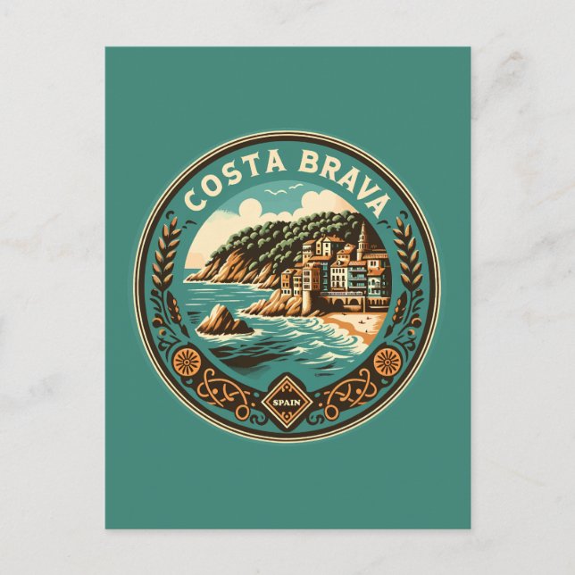 Carte Postale Badge de voyage artistique de la Costa Brava Espag (Devant)