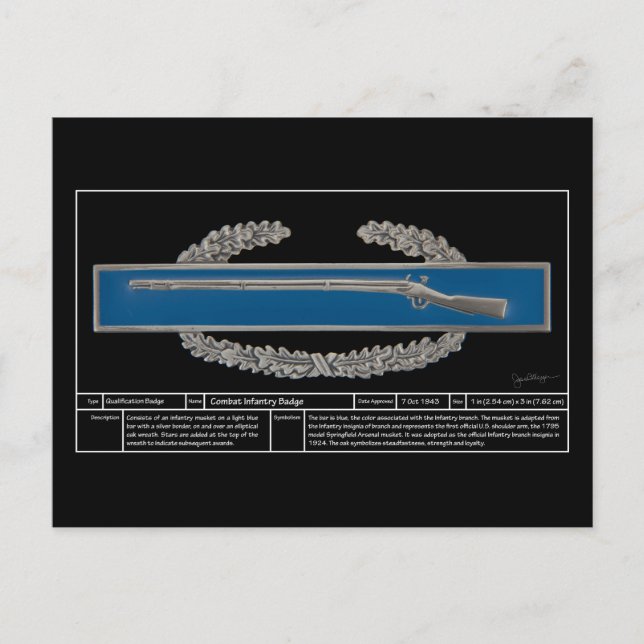 Carte Postale Badge d'infanterie de combat technique (Devant)