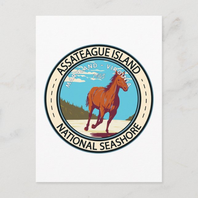 Carte Postale Badge du littoral national de l'île Assateague (Devant)