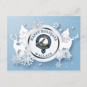 Carte Postale Badge Wallace Clan avec drapeaux blancs hiver