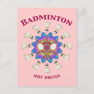 Carte Postale Badminton pas drogues