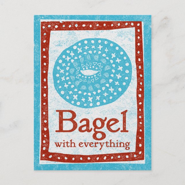 Carte postale Bagel - Carte postale Fun Blue Red F (Devant)