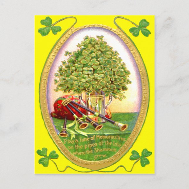 Carte Postale Bagnons shamrocks Gold Green (Devant)