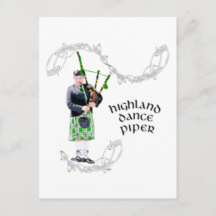 Carte Postale Bagpiper de gentillesse dans Green Kilt