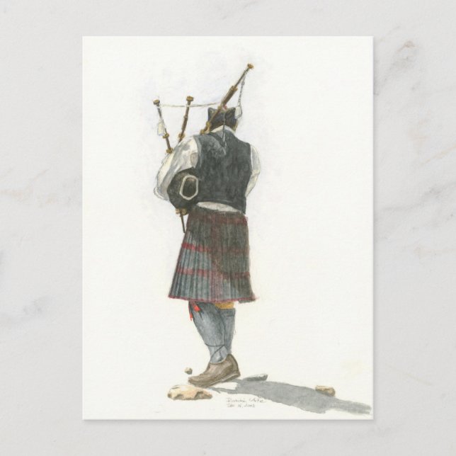 Carte Postale Bagpiper sur la plage (Devant)