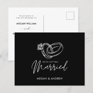 Carte Postale Bague minimaliste moderne noir et blanc