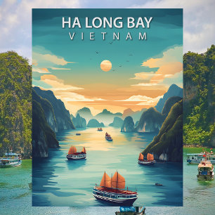 Carte Postale Baie d'Halong Vietnam Rétro Asie du Sud-Est Côtièr