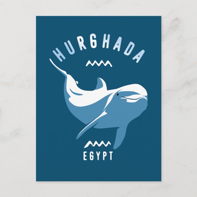 Carte Postale Baignade avec les dauphins Hurghada Egypt T-shirt (Devant)