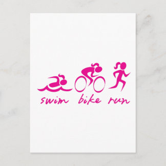 Carte Postale Baignade Vélo Course Tri Girl