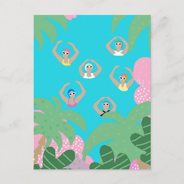 Carte Postale Baigneurs artistiques | Illustration de natation a (Devant)