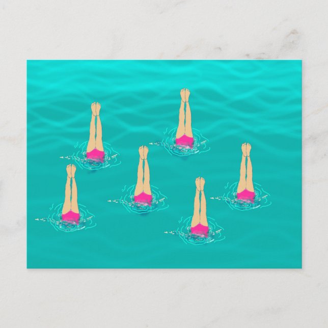 Carte Postale Baigneurs Nager Synchronisé Sous L'Eau (Devant)