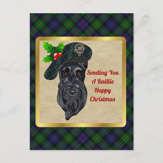 Carte Postale Baillie Clan Badge & Tartan Christmas (Devant)