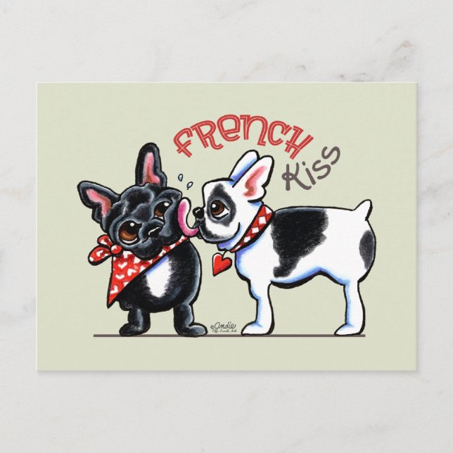 Carte Postale Baiser de Bulldog français (Devant)