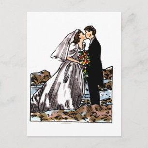 Carte Postale Baiser de mariée et de chambre sur la plage