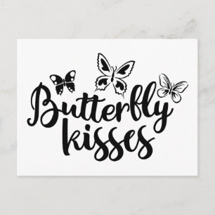 Carte Postale Baisers à papillon Papillons Mariage noir blanc