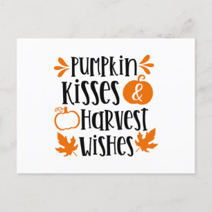 Carte Postale Baisers citrouilles et souhaits de récolte