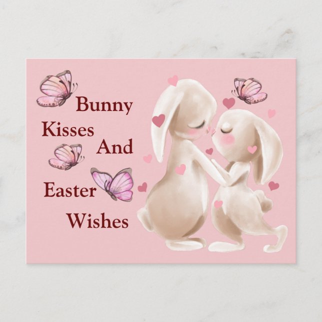 Carte Postale Baisers De Bunny Et Voeux De Pâques (Devant)