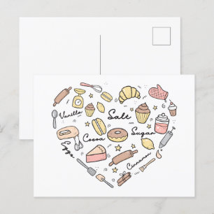 Carte Postale Baker Heart Funny Boulangerie Cuisine pâtisserie C