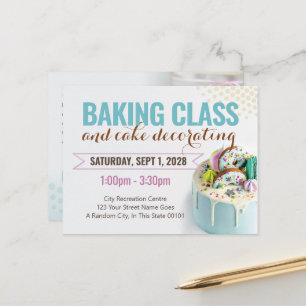 Carte Postale Baking Cake Deco Class Event Flyer