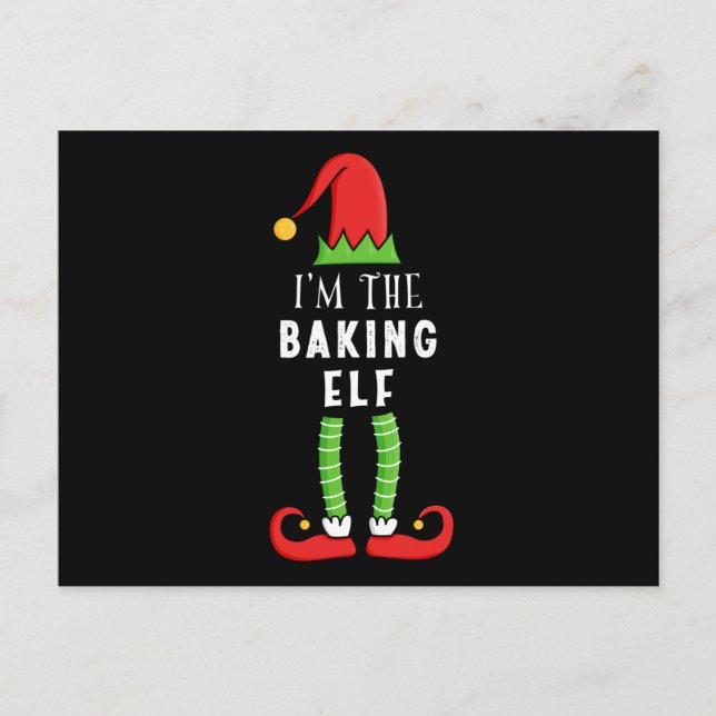 Carte Postale Baking Elf Noël jumelé cadeau de famille (Devant)