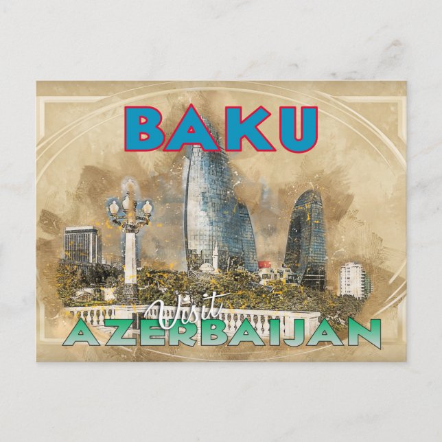 Carte Postale Bakou, la capitale de l'Azerbaïdjan de la "Visite. (Devant)