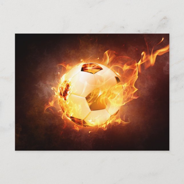 Carte Postale Bal de football en feu (Devant)