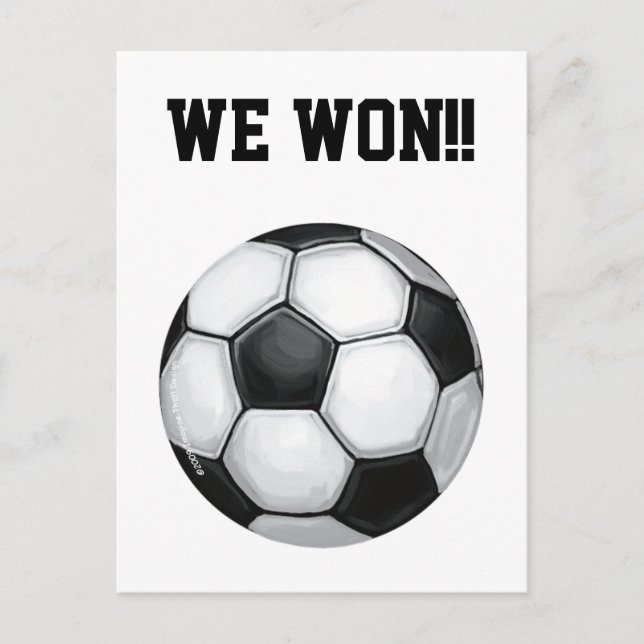 Carte Postale Bal De Football, Nous Avons Gagné ! (Devant)