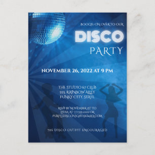 Carte Postale Bal de la soirée cool Blue Disco