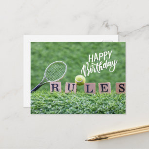 Carte Postale Bal de tennis avec Joyeux Anniversaire avec amour