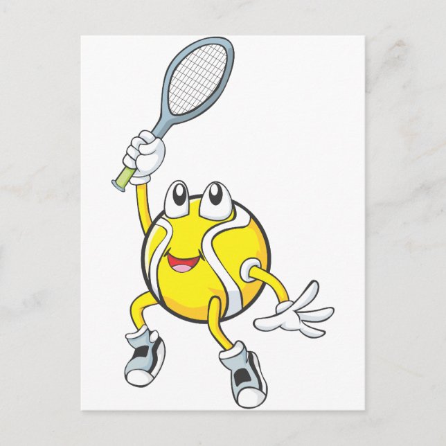 Carte Postale Bal de Tennis cool tenant Racquet (Devant)