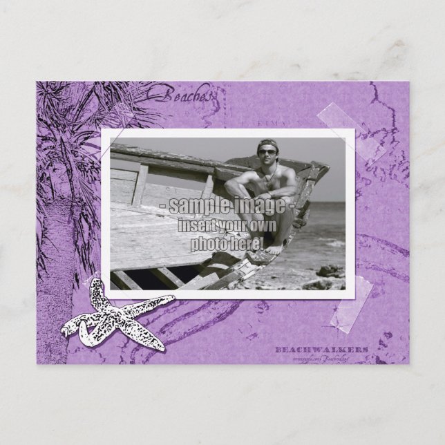 Carte Postale Balade Collage Violet Cadre photo (Devant)