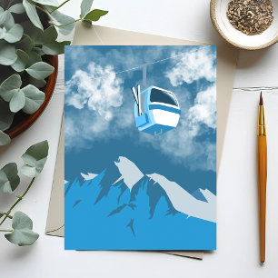 Carte Postale Balade en gondole Peinture d'hiver de montagne d