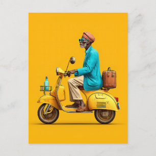 Carte Postale Balade en scooter Retro élégant