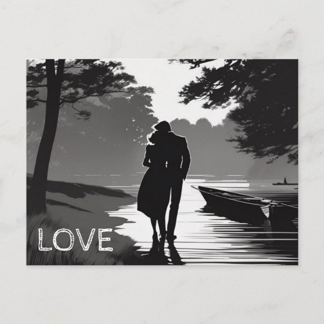 Carte Postale Balade romantique par le lac Léman (Devant)