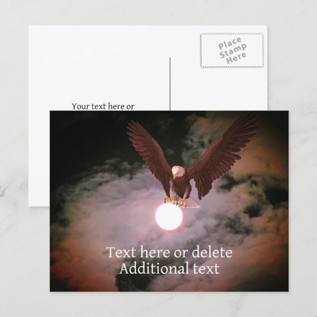 Carte Postale Bald Eagle Full Moon Fantasy Personalized  (Devant / Derrière)