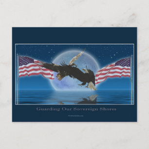 Carte Postale BALD EAGLE & US FLAG Patriot Series